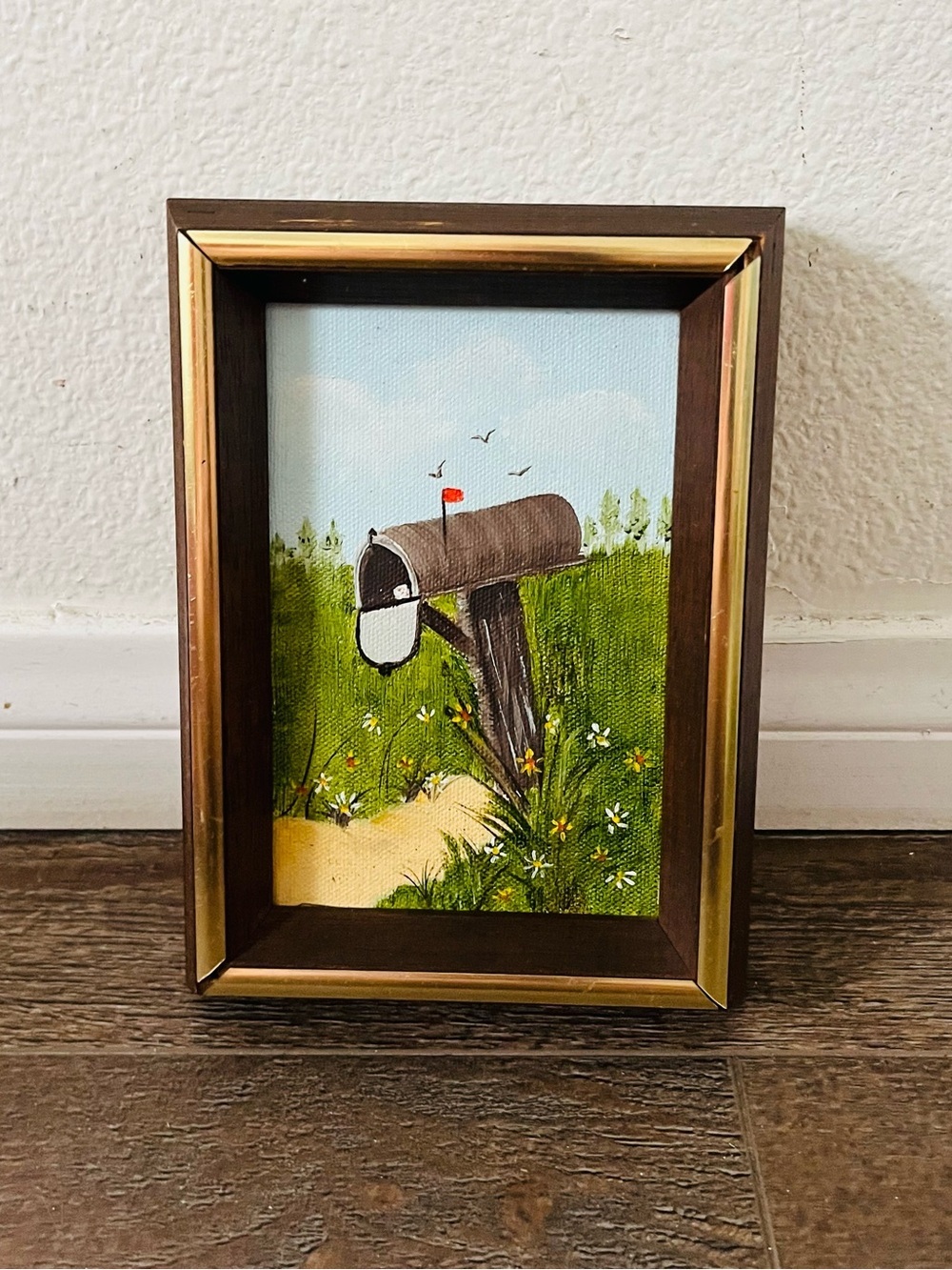 Framed Mailbox Beachside Painting - Green, Blue, Brown 5.5/7.5 Inches - Picture 1 of 7